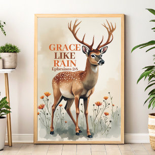 Grace Like Rain Boho Christian Wall Art Impressão