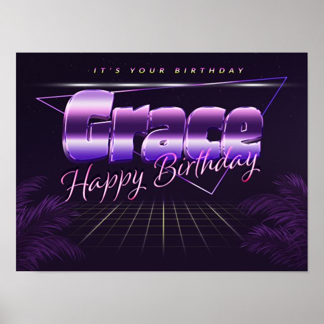Grace Name Vorname lila retro Poster Geburtstag (Frente)