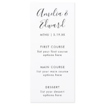 Graceful Delicate Blush Menu Card