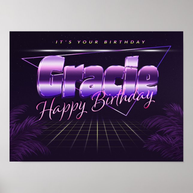 Gracie Name Vorname lila retro Poster Geburtstag (Frente)