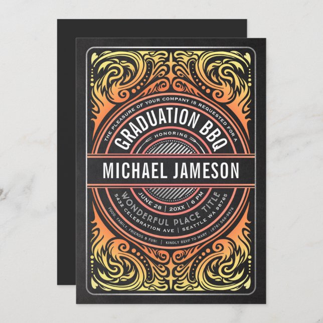 Grade & fogo dos convites de festas do CHURRASCO (Frente/Verso)