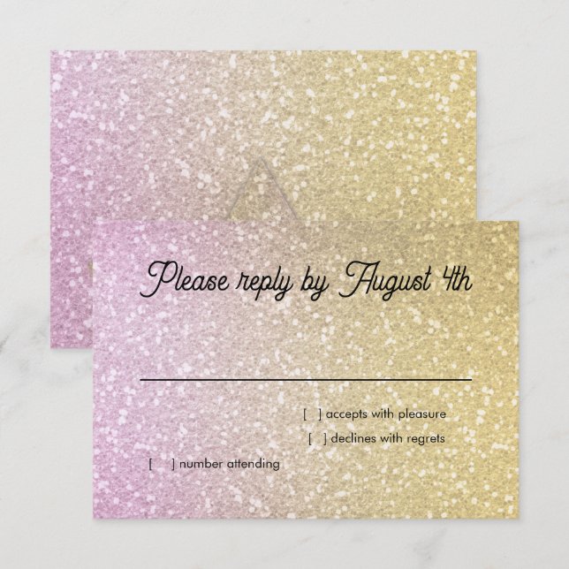 Gradiente Brilhante RSVP Dourado e Rosa (Frente/Verso)