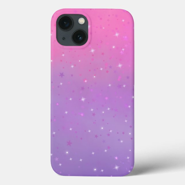 Gradiente de Ombre rosa e roxo com estrelas (Verso)
