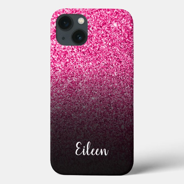 Gradiente Preto Brilho Rosa Personalizado Feminino (Verso)