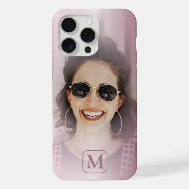 Gradiente Rosa Moderno com Uma Foto Monograma (Verso)