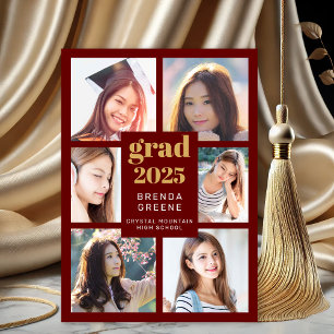 Graduação 6 Colagem de Fotos Script Branco Dourado