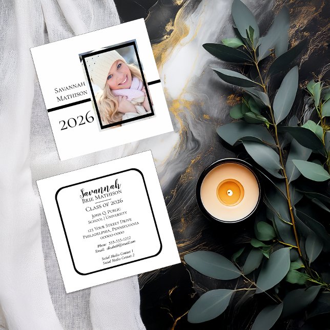 Graduação Ano Classe Inserir Nome | CARTÕES COM FO (Class Year Photo Graduation Insert Name Card)