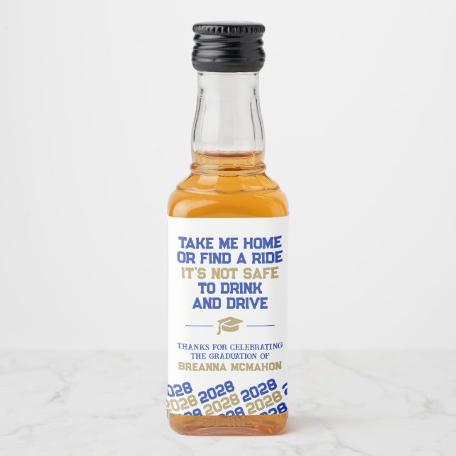 Graduação Azul e Dourada Não Beba e dirija Mini (Frente)