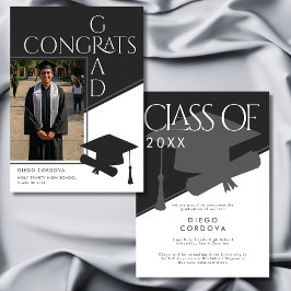 Graduação com Foto Geométrica Preto e Branco Moder