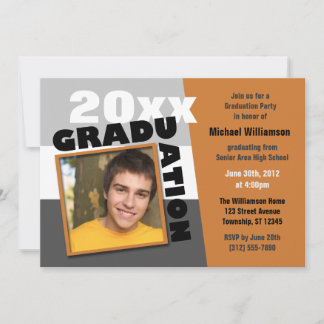 Graduação Convite de festas de Foto Laranja Esquad