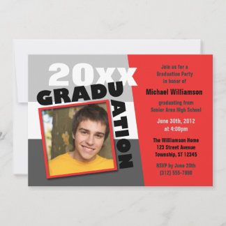 Graduação Convite de festas de Foto Vermelha Quadr