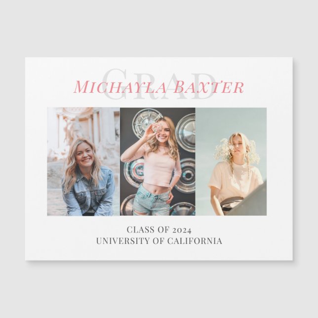 Graduação Cor-de-Foto Cor-de-Rosa Moderna (Frente)