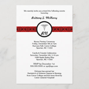 Graduação da Enfermeira Caduca Convite Preto e V