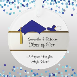 Graduação de Boné Azul Ornamento acrílico