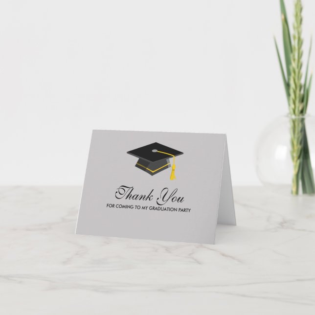 Graduação de Boné Preto - Obrigado Cartão de Nota (Frente)