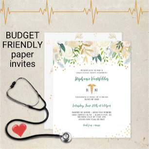 Graduação de Enfermeira Branca Dourada Floral