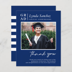 Graduação de Foto Branco Azul de Orçamento Obrigad