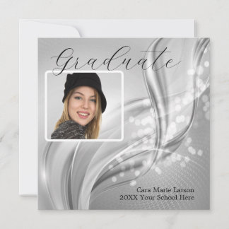 Graduação de Foto Convite Metálico Silver de Luxo