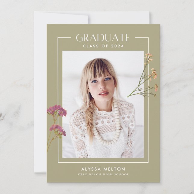 Graduação de Foto de Flor Selvagem da segundo grau (Frente)