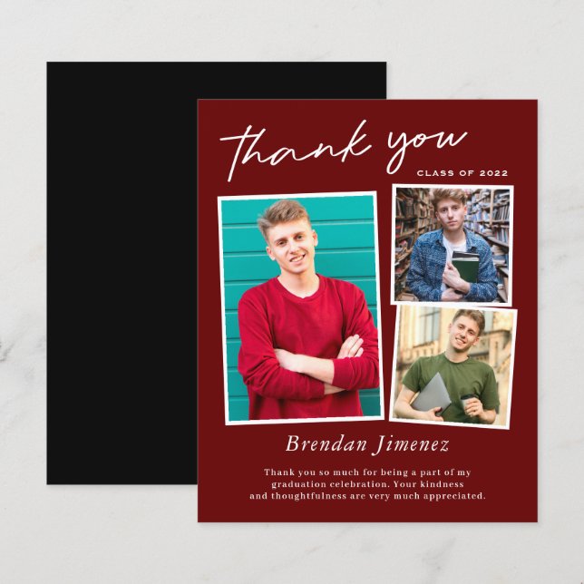 Graduação de Foto do Red White Script 3 - Obrigado (Frente/Verso)