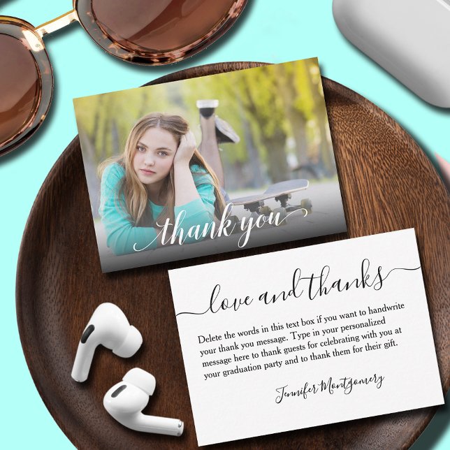 Graduação de Foto Obrigado Cartão de Nota Pequena (Photo graduation thank you small flat note cards)