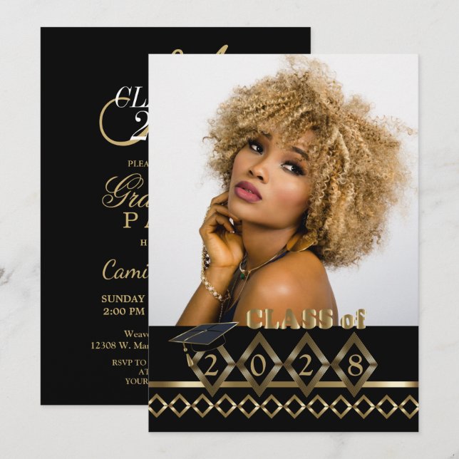 Graduação de Fotos Clássica - Convite 20XX (Frente/Verso)