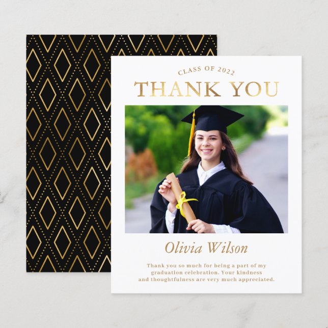 Graduação de Fotos Dourada Simples de Orçamento Mu (Frente/Verso)