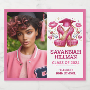 Graduação de luxo personalizado de fotografia rosa