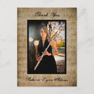 Graduação de Música Folha Obrigado - Cartão de Pos