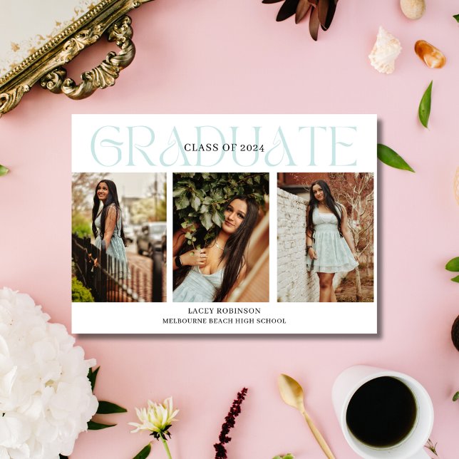 Graduação de Segundo grau Floral Simples (Simple Floral Photo Girl High School Graduation)
