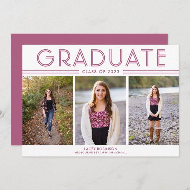 Graduação de Segundo grau Moderno 3 Foto (Frente/Verso)