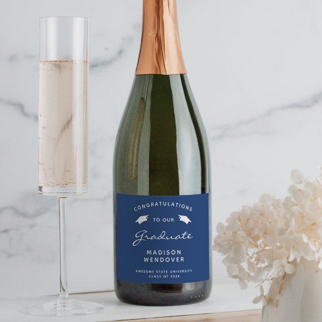 Graduação do Boné de Script Branco Azul 2024 (Criador carregado)