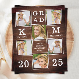 Graduação do Orçamento Rustic 6 Photo Collage Wood