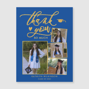 Graduação Dourada Elegante de Foto Azul Multi-Foto