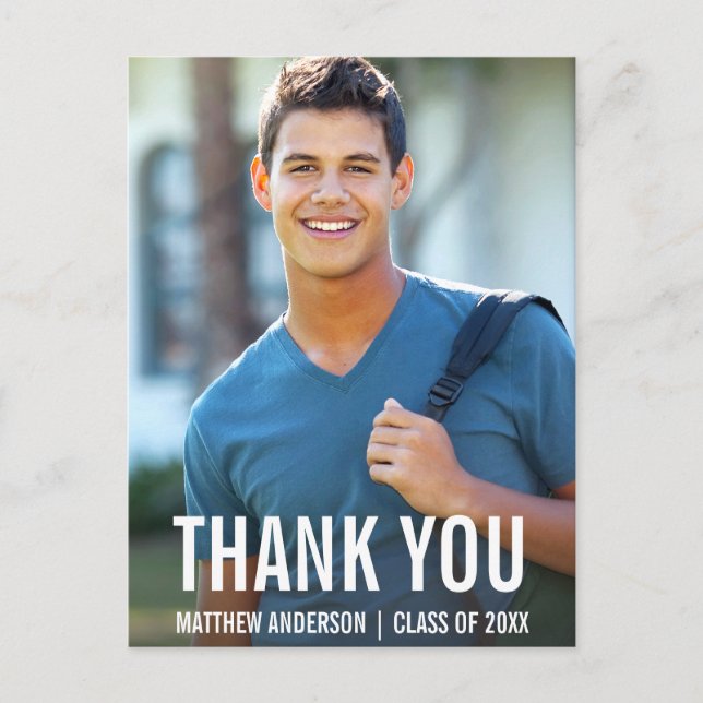 Graduação Foto Moderna Obrigado Cartão postal BWB (Frente)