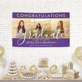 Graduação Gradua 3 Colagem Fotográfica Roxo e Dour