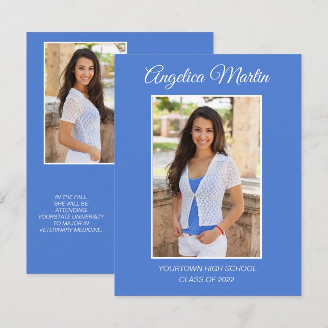 Graduação Lada Azul Moderno 2 3 Foto Classe 2022 (Frente/Verso)