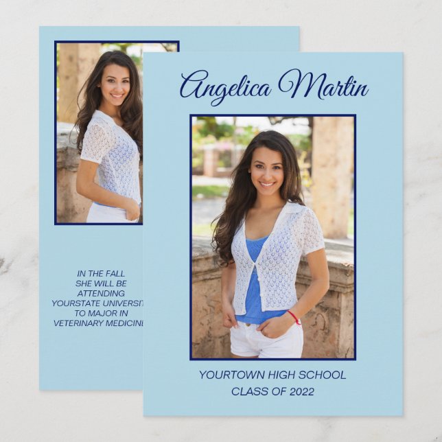 Graduação Lada Azul Moderno 2 3 Foto Classe 2022 (Frente/Verso)
