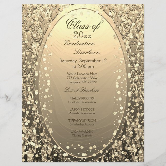 Graduação Luncheon Dourado Confetti (Frente)