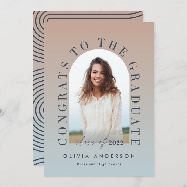 Graduação moderna de tipografia de gradiente (Frente/Verso)