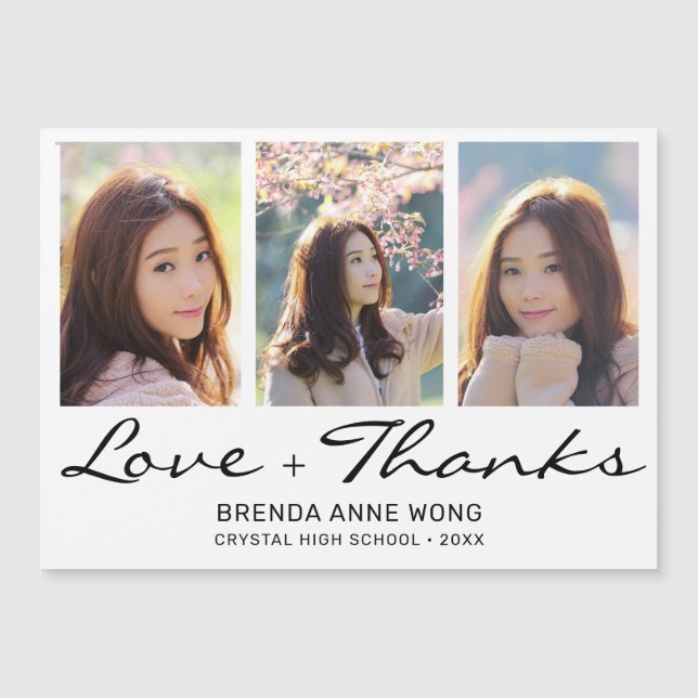 Graduação Obrigado 3 Foto Colagem Preta Script (Frente)