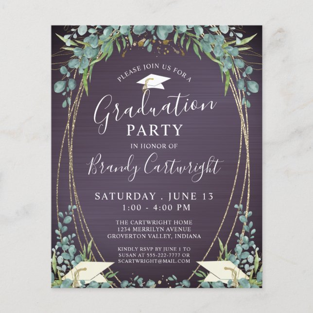 Graduação Orçamental Convite Botânico Púrpura (Frente)