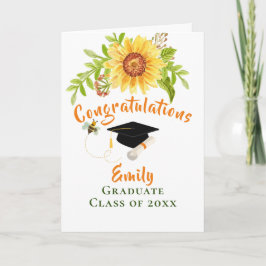 Graduação Parabéns Cartão Floral Amarelo