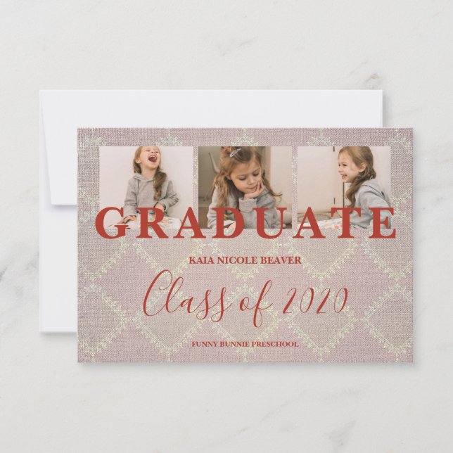 Graduação pré-K de rendas 3 fotos Textura Têxtil (Frente)