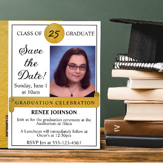 Graduação Salvar a Data Convite de Foto