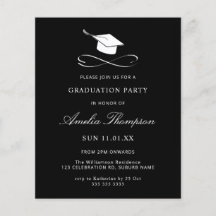 Graduação Simples Elegante em Preto e Branco