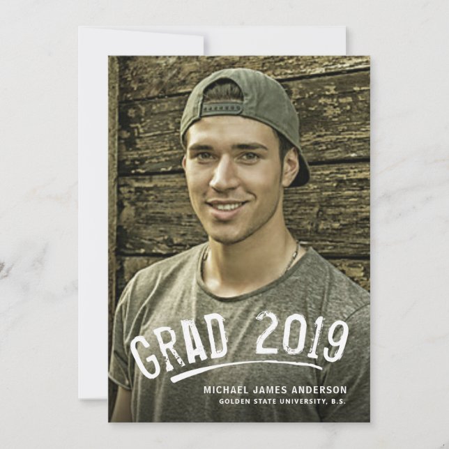 Graduação White Grunge - Anúncio de Foto com Letra (Frente)