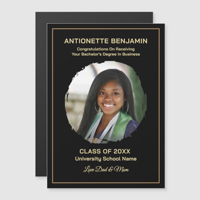 Graduate Photo Graduation Congrats Magnet Card (Frente/Verso)