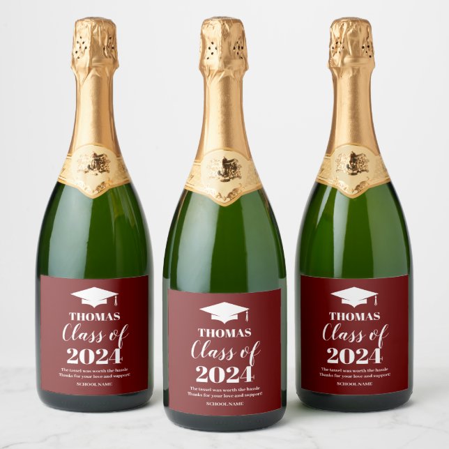 Graduation burgundy wine label (Garrafas)