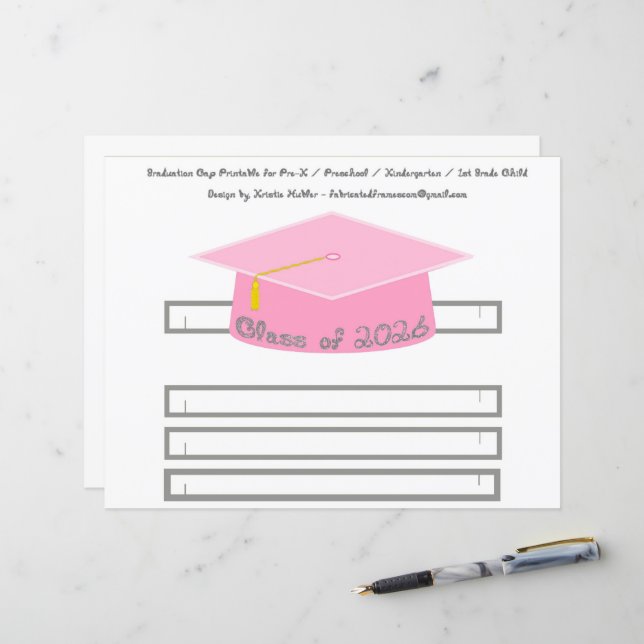 Graduation Cap Pink Party Hat 2026 Silver (Frente/Verso In Situ)